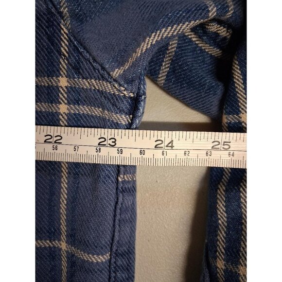 L.L. Bean Mens Large Blue Plaid Long Sleeve Button-Down Flannel Shirt - Picture 3 of 5